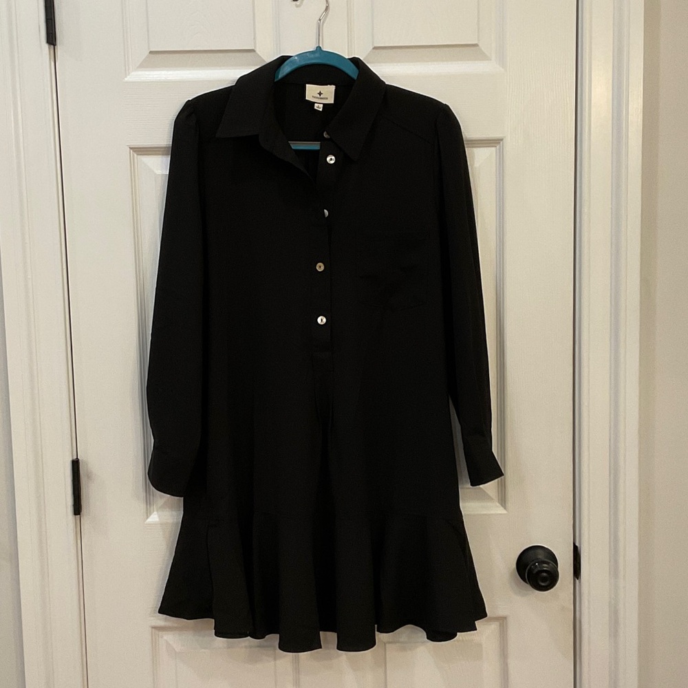 Tuckernuck Black Crepe Callahan Shirt Dress